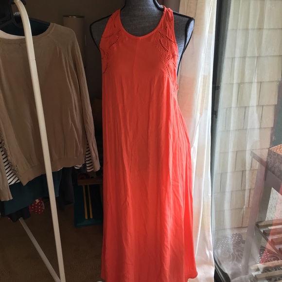 ASTR THE LABEL-CORAL PINK LACE-UP MIDI DRESS - Picture 6 of 8